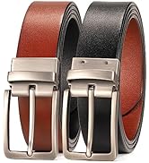 WOLFANT Two-in-One Reversible Leather Belt,100% Italian Full Grain